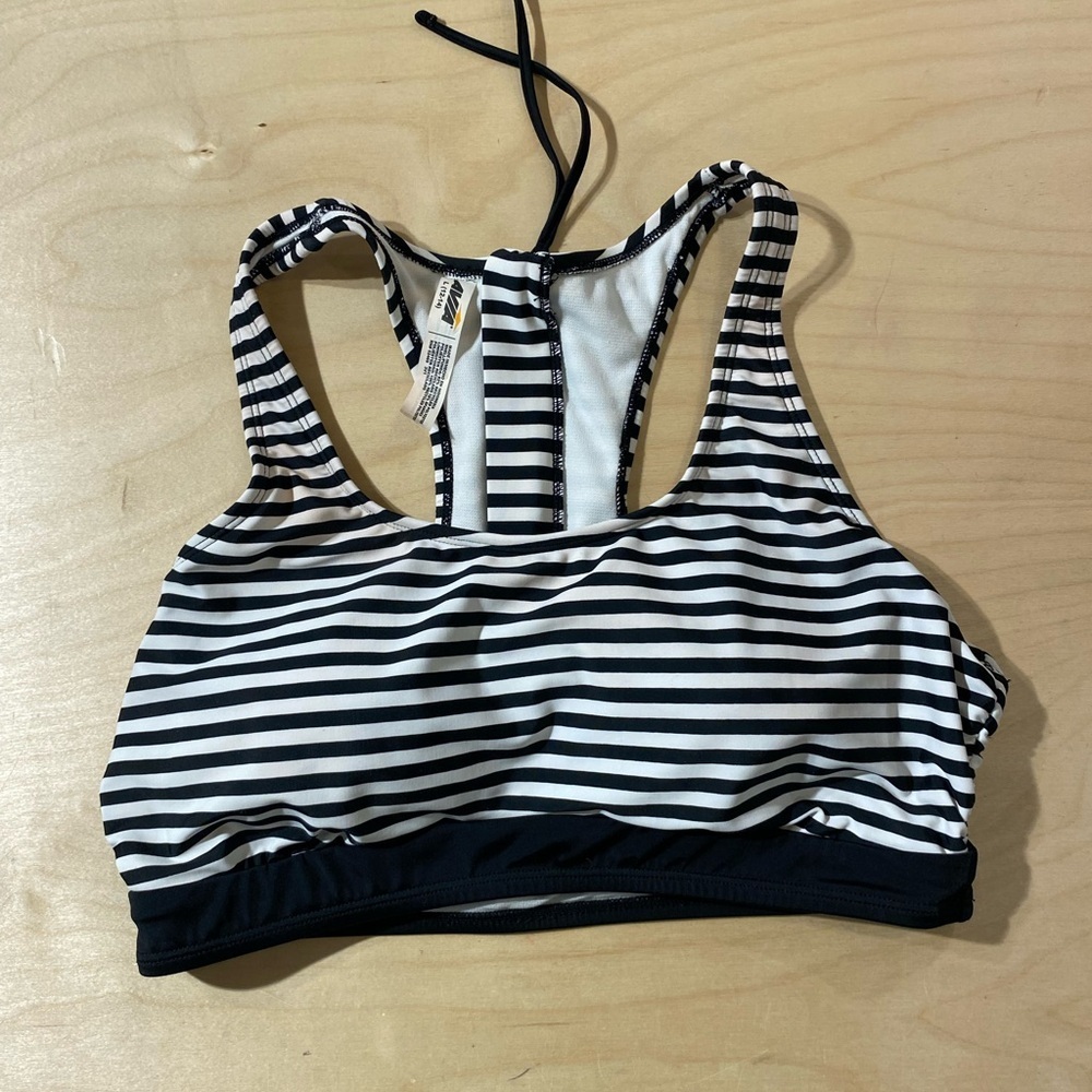 AVIA Striped Black and White Women's Swim Top Large (12-14) (MW)